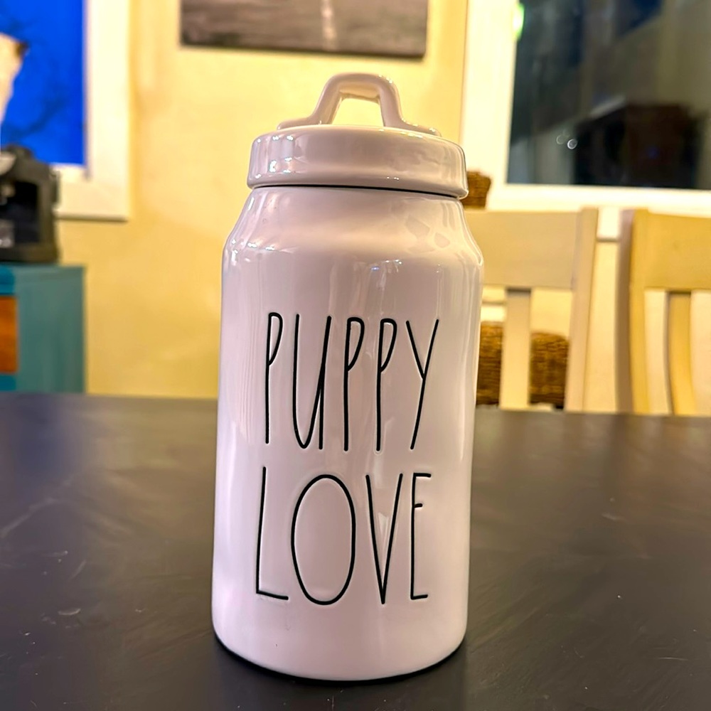 Puppy Love Rae Dunn canister.